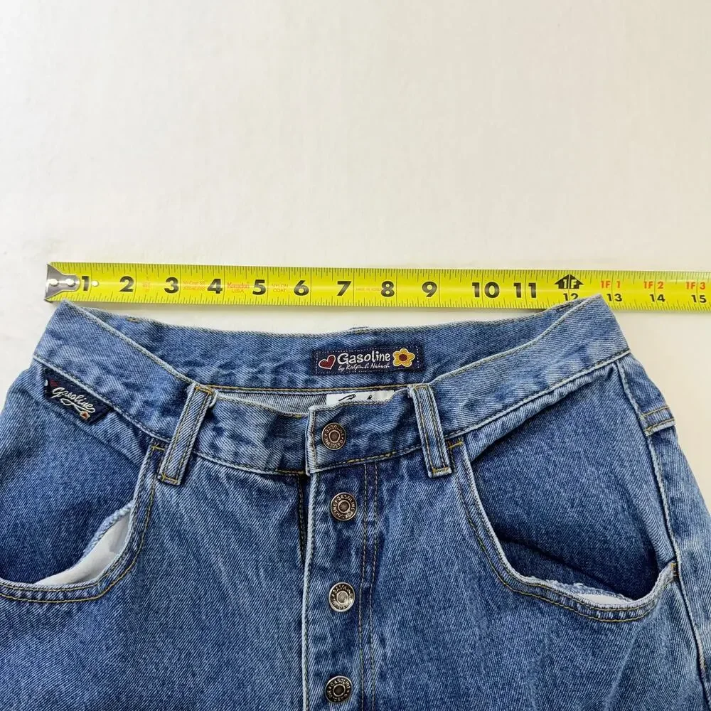 Gasoline‎ Girls Jeans Size 16 (24” Waist) Button Fly Blue Denim Jeans